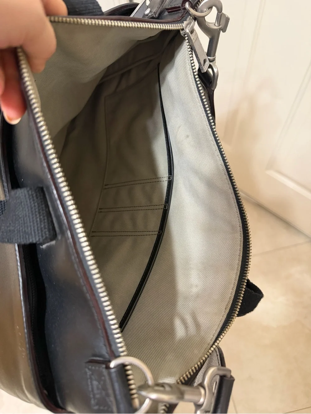 Jack Spade Black Leather Laptop Briefcase